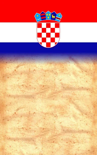 Croatie Drapeau Sur Papier Parchemin Vintage Original Avec Espace Pour — Photo