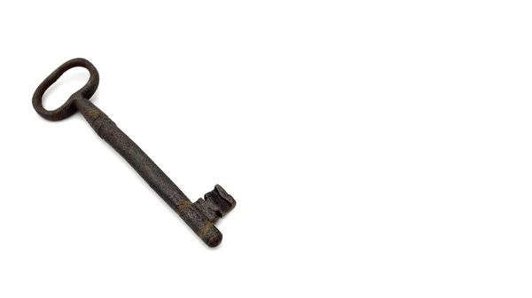 Vintage Nyckel Isolerad Vit Bakgrund — Stockfoto