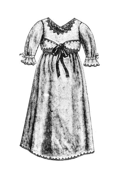 Handgetekende Schets Van Vintage Kinderkleding Mode Illustratie — Stockfoto