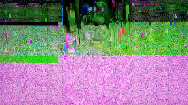 Static Noise Glitch Distortion Effect Digitales Videosignal Auf Modernen Lcd — Stockfoto