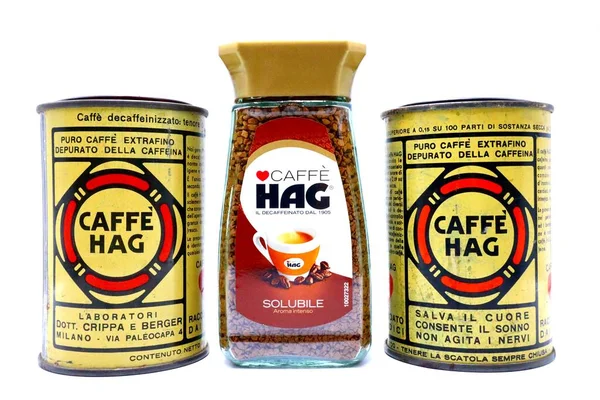 Pescara Itália Agosto 2019 Hag Coffee Vintage Tin Can Jar — Fotografia de Stock