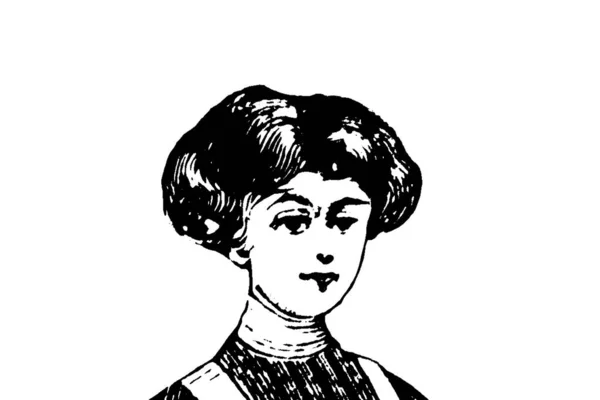白色背景的年轻女子的肖像 铅笔插图 — 图库照片