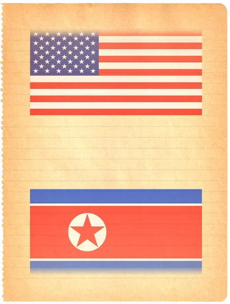 Stati Uniti America Corea Del Nord Bandiere Concetto Relazioni Politiche — Foto Stock