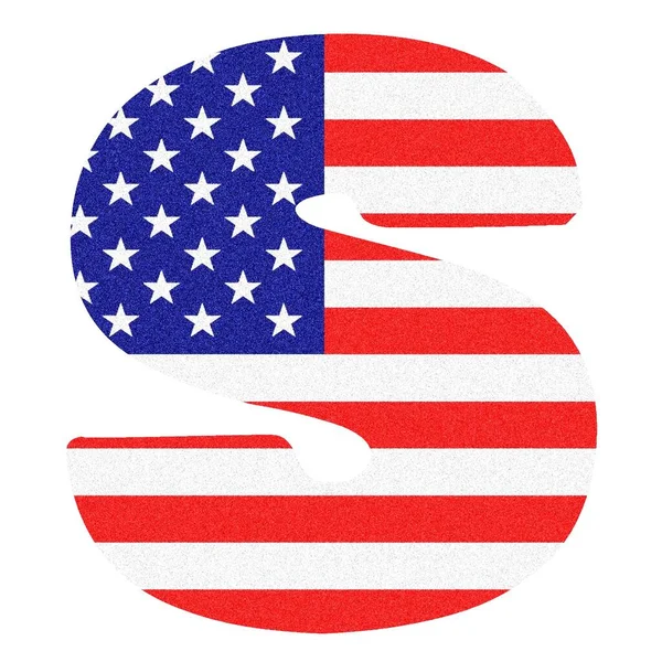 Buchstabe Auf American Flag Stil Mit Schwarz Marmoriertem Glitter — Stockfoto