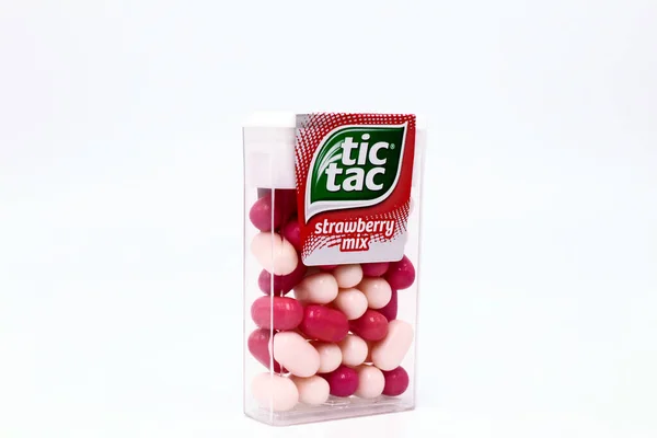 stock image Pescara, Italy  December 26, 2019: TIC TAC Strawberry mix candies. Tic Tac is a brand of Ferrero