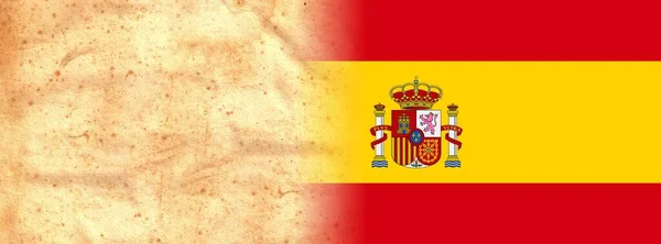 SPAIN Flag on original vintage Parchment paper with space for your text or design