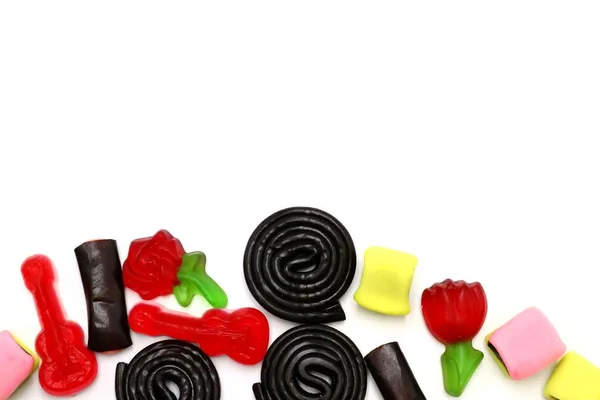 Gummy Snoepjes Witte Achtergrond — Stockfoto