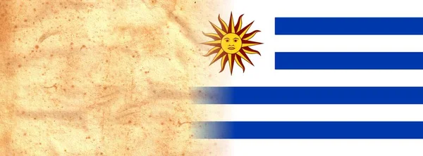 Uruguay Flagge Auf Original Vintage Pergamentpapier Mit Platz Für Ihren — Stockfoto