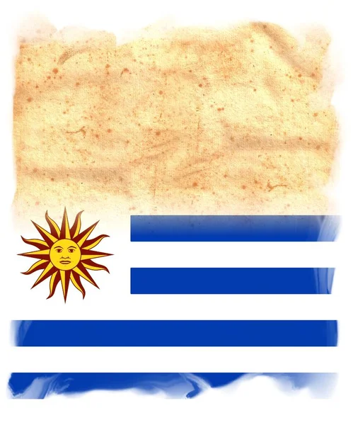 Uruguay Zászló Eredeti Évjárat Pergamen Papír Helyet Szöveg Vagy Design — Stock Fotó