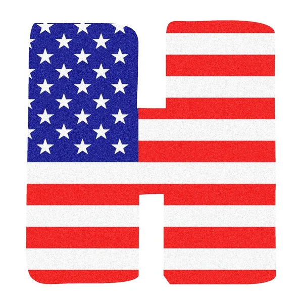 ブラックマーブルドグリッター付きアメリカ国旗スタイルのH文字 — ストック写真