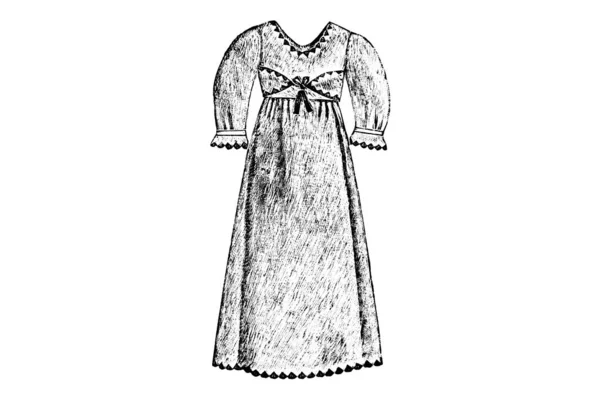 Ręcznie Rysowane Szkic Vintage Damskie Ubrania Ilustracja Mody — Zdjęcie stockowe