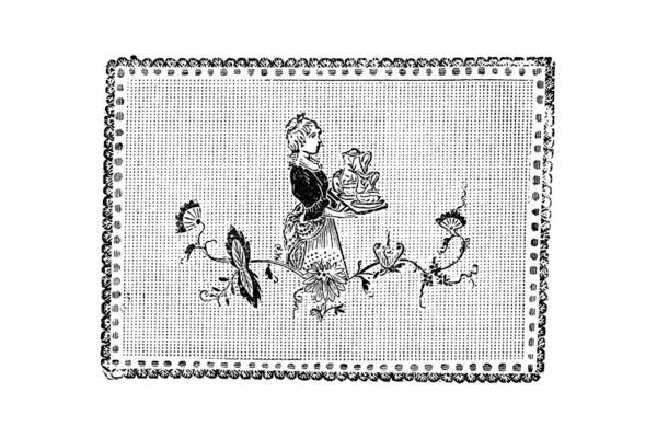 Иллюстрация Винтажной Рамы Рисунком Черно Белого Фона — стоковое фото