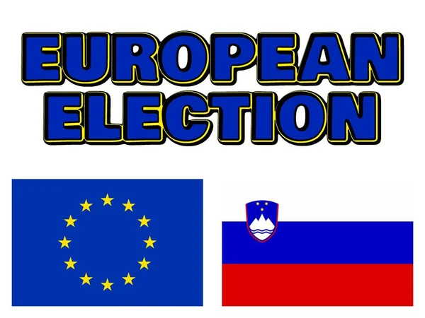 Вибори Європарламенту Прапори Європен Словенії — стокове фото