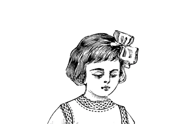 Portré Egy Fehér Hátterű Lányról Ceruza Illusztráció — Stock Fotó