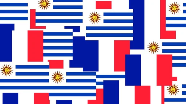 白旗上的乌拉圭国旗和法国国旗 — 图库照片