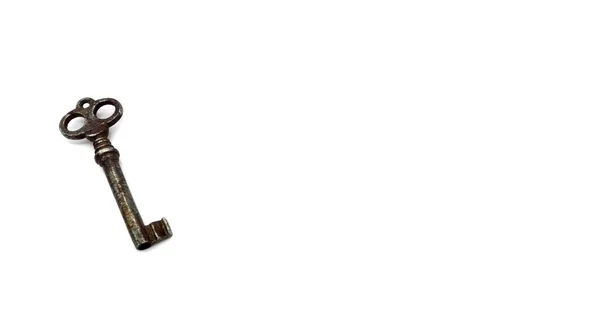 白い背景で隔離されたヴィンテージのキー — ストック写真