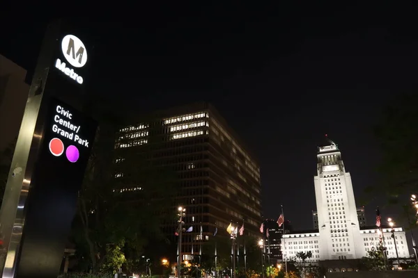 Los Angeles California Maggio 2019 Veduta Notturna Del Municipio Dal — Foto Stock