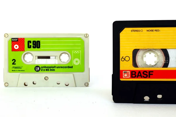 德国制造的老式盒式磁带Basf压缩盒式磁带 — 图库照片