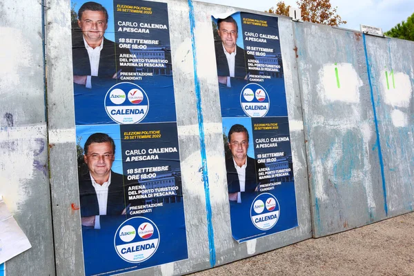 stock image Pescara, Italy  September 2022: Italian Election wall posters of Political Parties for general election in Italy of September 25, 2022