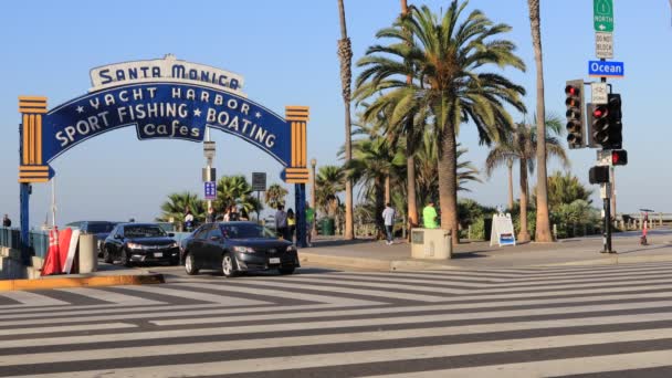 Santa Monica California October 2019 Santa Monica Pier Είσοδος Άποψη — Αρχείο Βίντεο