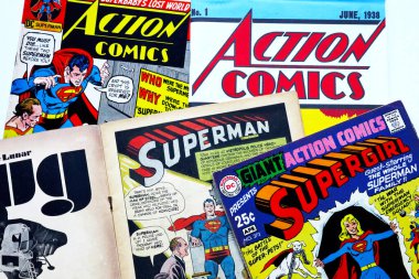 Los Angeles, ABD 7 Nisan 2021: ACTION COMICS, Amerikan Çizgi Romanları Superman 'in ilk büyük süper kahraman karakterleri