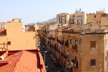 Palermo, Sicilya (İtalya) 1 Temmuz 2022: Palermo Katedrali 'nden panoramik manzara