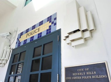 BEVERLY HILLS, California - 16 Eylül 2018: Beverly Hills Şehir Merkezi Polis Merkezi Binası