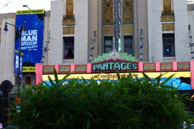 Hollywood, California - 6 Ekim 2019: Hollywood Bulvarı, Los Angeles PANTAGES Tiyatrosu