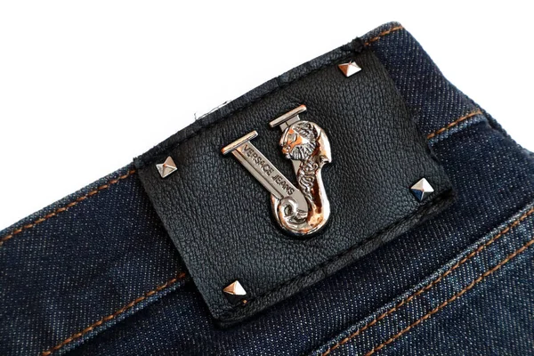 Rom Italien September 2022 Etikett Eines Versace Jeans Ist Eine — Stockfoto