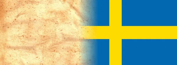 Σημαία Sweden Πρωτότυπο Vintage Χαρτί Περγαμηνής Χώρο Για Κείμενο Σχέδιό — Φωτογραφία Αρχείου