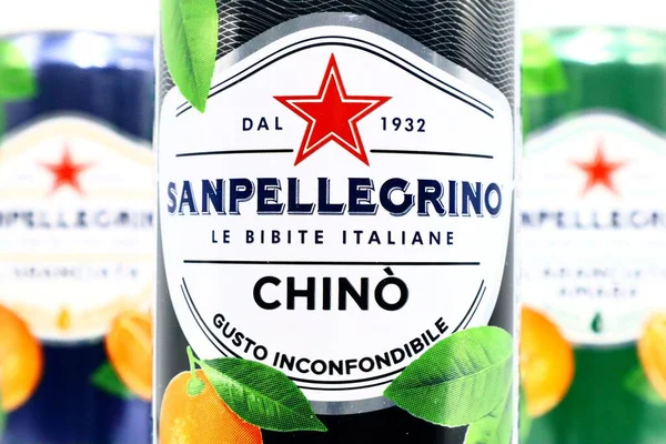 Pescara Italie Août 2019 Boite Chinotto Pétillante Italienne Sanpellegrino — Photo