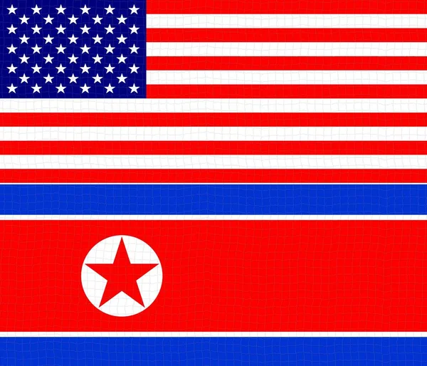 Прапори Сполучених Штатів Америки Північної Кореї Концепція Політичних Відносин Між — стокове фото