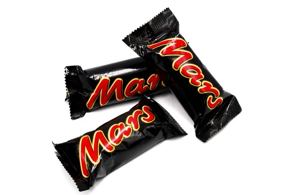 2021 Mars 초콜릿바가 배경에 화성은 우리가 화성의 브랜드입니다 — 스톡 사진