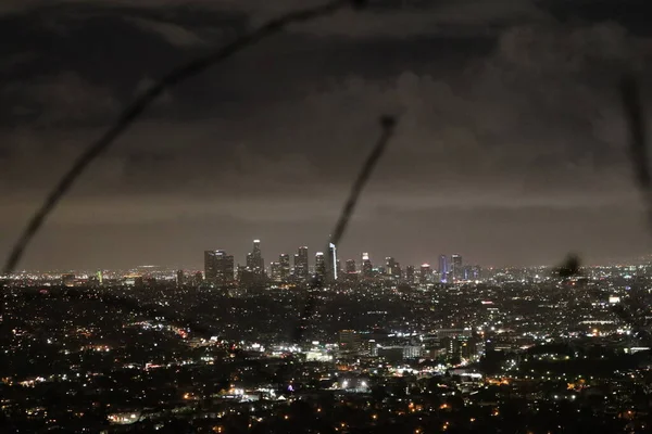 Los Angeles Skyline Night Time Panorama — Fotografia de Stock