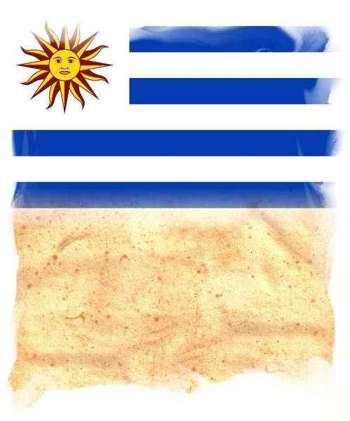 Uruguay Flagga Originalårgång Pergamentpapper Med Plats För Text Eller Design — Stockfoto