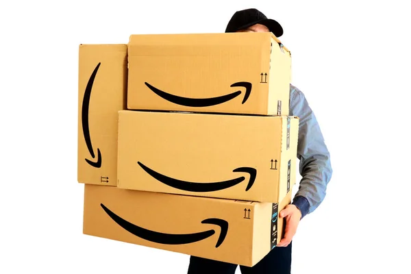 Amazon Pacotes Caixas Entrega — Fotografia de Stock
