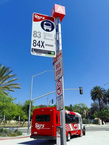 San Diego California Septiembre 2018 Parada Autobús Del Sistema Metropolitano —  Fotos de Stock