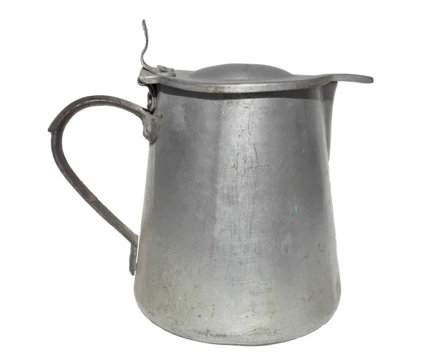 Antieke Aluminium Milk Kettle Pot Jug — Stockfoto