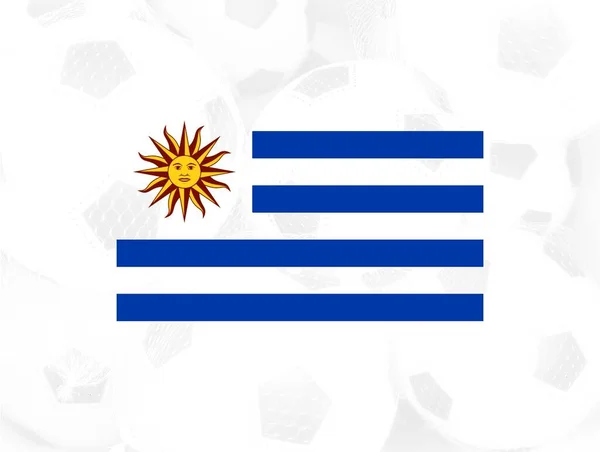 Uruguay Bandiera Con Bordi Morbidi Sfondo Palloni Calcio Bianchi — Foto Stock