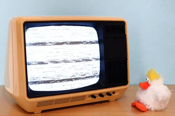 Retro Stary Telewizor Statycznym Wyświetlaczem Efektów Dźwiękowych — Zdjęcie stockowe