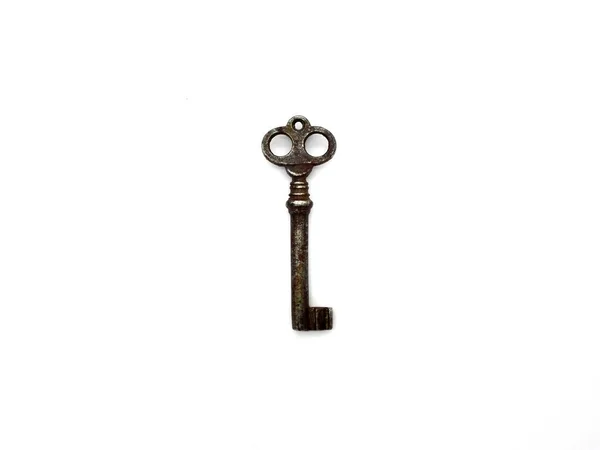Beyaz Arka Plan Üzerinde Izole Vintage Anahtar — Stok fotoğraf