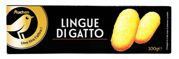 意大利佩斯卡拉 2020年5月31日 Auchan超市连锁店销售的猫舌饼干 — 图库照片