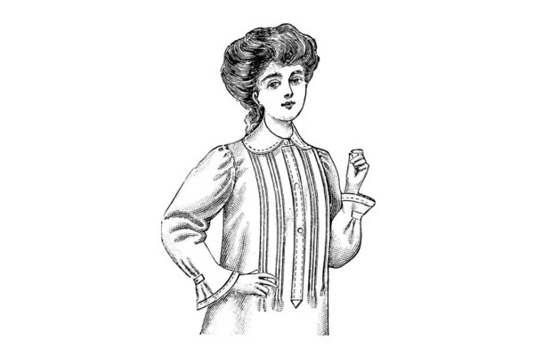 Mladá Žena Šatech Bílém Pozadí Módní Ilustrace Skica Tužky — Stock fotografie