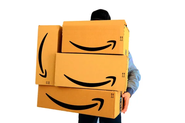 Amazon Paquetes Cajas Entrega — Foto de Stock