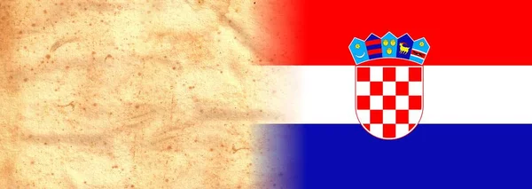 Croacia Bandera Sobre Papel Pergamino Vintage Original Con Espacio Para — Foto de Stock