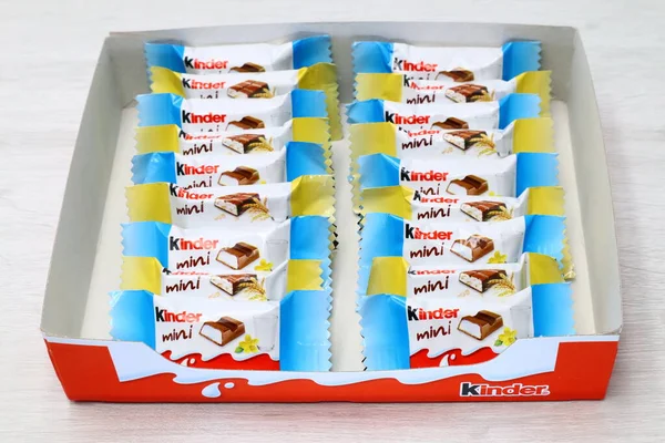Pescara Italy July 2019 Kinder Chocolate Mini Bars Kinder Brand — Stock Photo, Image