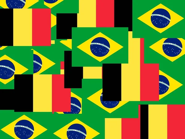 Brazil Belgium Zászlók Fehér Alapon — Stock Fotó