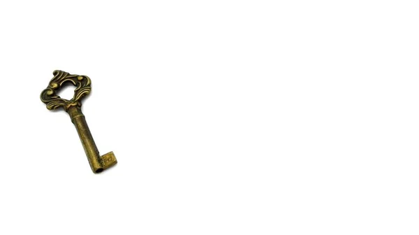 Vintage Nyckel Isolerad Vit Bakgrund — Stockfoto