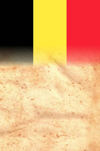 Belgien Flagge Auf Original Vintage Pergamentpapier Mit Besonders Weichen Kanten — Stockfoto
