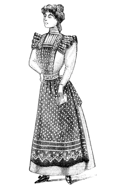 Esquisse Dessinée Main Femme Vêtements Vintage Illustration Mode — Photo